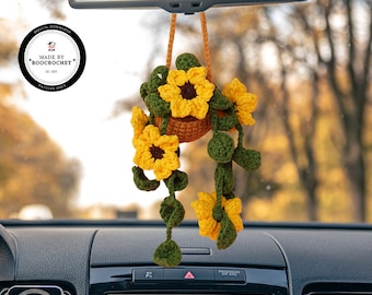 Sunflowers Basket Car Hanging Crochet Pattern |Car Accessories | Car Decor | Car Mirror Hanging Accessories | Gift For Her | Boo.Crochet