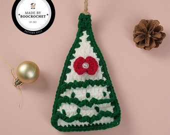 Decorative Christmas Tree With A Red Bow Crochet Pattern | Amigurumi Ornaments | Crochet Christmas Decorations | Home Decoration|Boo.Crochet