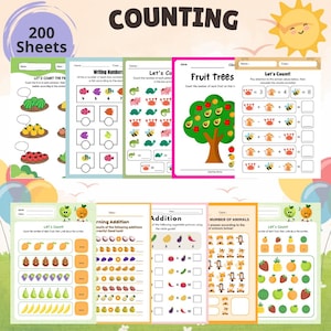 Preschool Counting Activities, Addition math Worksheets for Kids, Subtraction math Worksheets, Counting Exercises for Kids