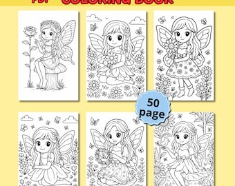 50 cute fairy coloring, fantasy fairy coloring, fairy tale coloring, kids magical coloring, woodland fairy coloring, relaxing coloring