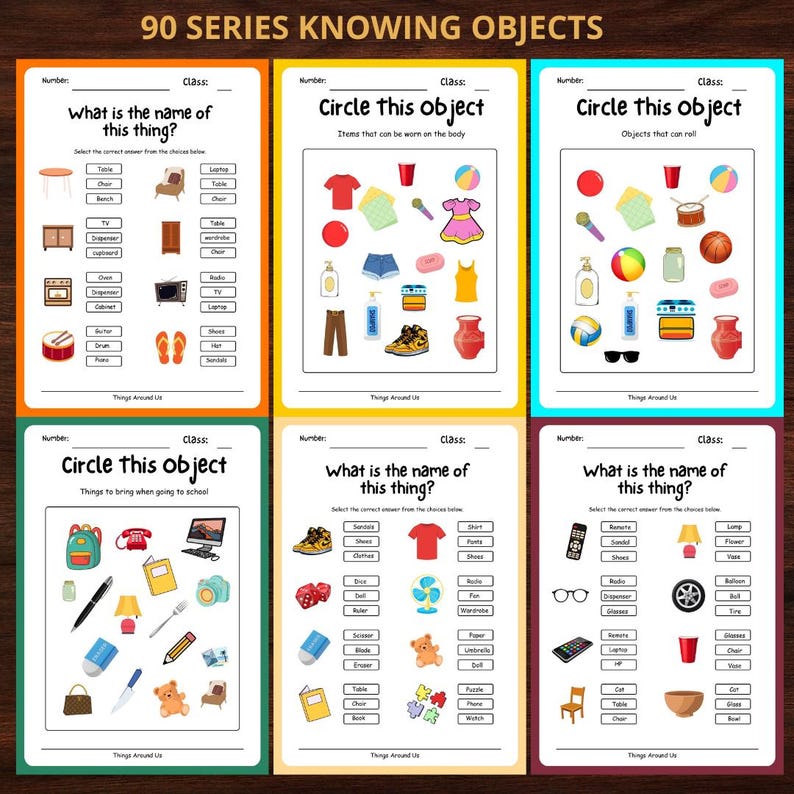 Object Identification Exercise Objects Around Worksheets, Printable Object Identification, Kids Object ...
