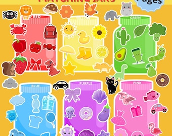 Color Matching Printable Sheets, Color Recognition for Kids, Color Sorting Activities, Kids Color Matching Printables, DIY Color Jar Game