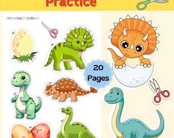 Kids scissor practice, Fine motor skills worksheet, Dinosaur cutting worksheet, Preschool learning activity, Cutting practice for kids