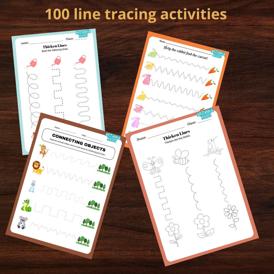Line Tracing T Printable Line Tracing Worksheets for Kids, Kids Writing & Tracing ...