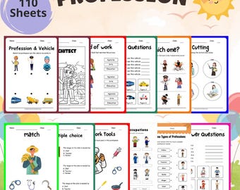 Actividades de trabajo para imprimir, hojas de trabajo de ocupaciones para niños, trabajos para imprimir para niños, actividades de profesiones para niños,