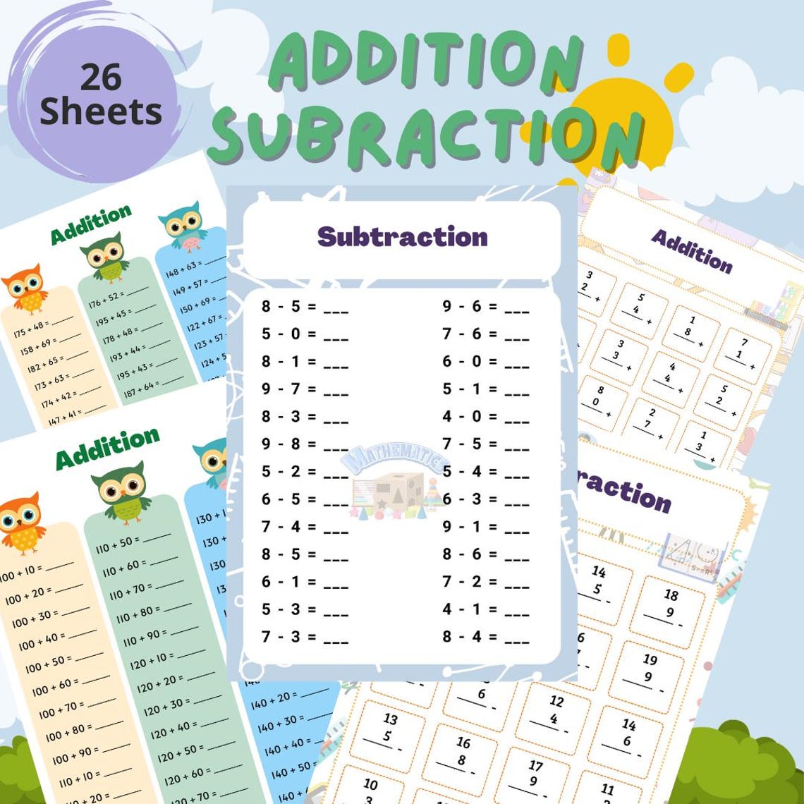 Help Kids With Math Printables Math Printables, Addition Worksheets, Subtraction Worksheets, Kids Math ...