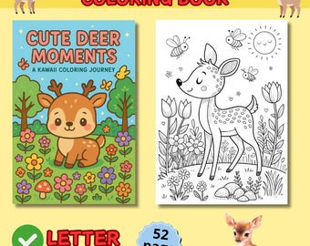 deer coloring book, baby deer coloring, woodland deer coloring, fawn coloring pages, deer illustration printable, forest animals printable