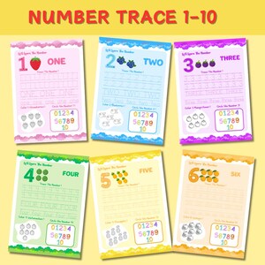 Trace Numbers Printable, Printable Number Tracing, Learning Numbers Worksheet, 1-10 Number Tracing, Math Learning Printable, Trace and Learn