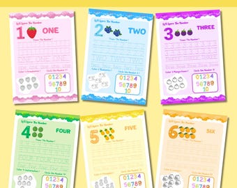 Traccia numeri stampabili, tracciamento numeri stampabili, foglio di lavoro per imparare i numeri, tracciamento numeri da 1 a 10, stampabile per imparare la matematica, traccia e impara