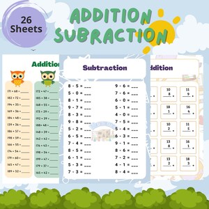 Math Printables, Addition Worksheets, Subtraction Worksheets, Kids Math Activities, Printable Math Sheets, Preschool Math, Learning Math