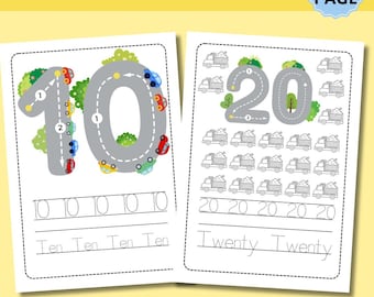 20 Number tracing worksheets, Handwriting practice, preschool worksheets, Learn Numbers, Trace Numbers for Toddlers, number recognition