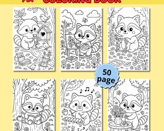 Forest animals coloring book, Raccoon coloring book, Baby raccoon coloring, Animal coloring for kids, Preschool coloring activity