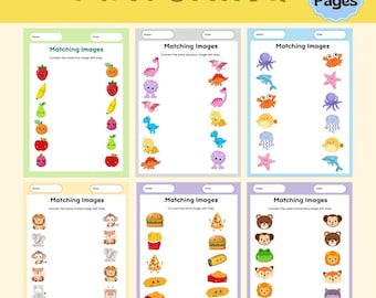 Hoja de trabajo de emparejamiento, hoja de trabajo de emparejamiento imprimible, actividad de emparejamiento para niños, juego de emparejamiento, emparejamiento preescolar, hoja de trabajo de emparejamiento para niños, jardín de infantes