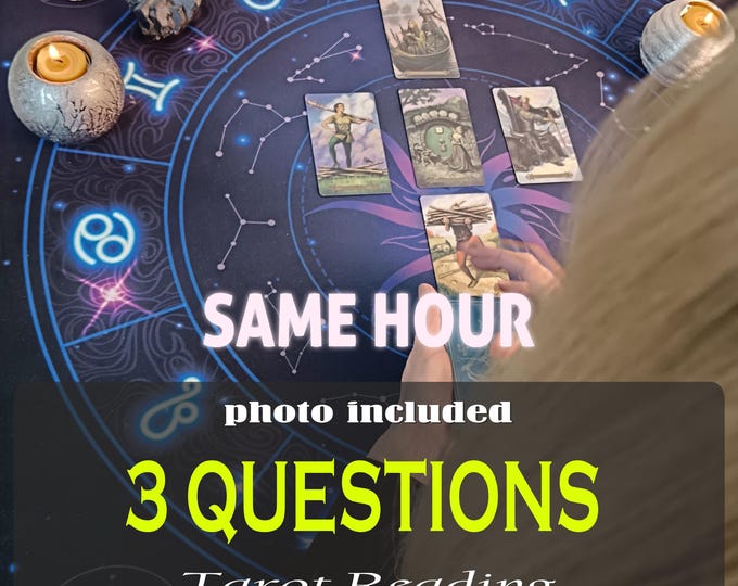 Featured listing image: 3 Questions Reading -  Same Hour - Tarot Reading - Psychic Love Reading - Spiritual Advices  -  Honest Reading - Medium Reading
