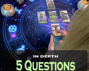 5 Questions Tarot Reading - Same Hour - Same Day Psychic Reading - Tarot Card Reading - Instant Answers - Love Family Career