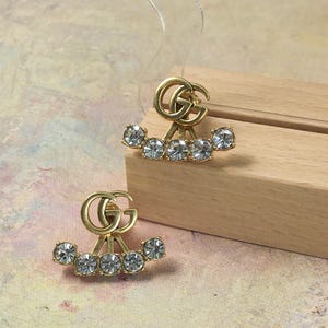 Vintage Gucci zircons  Brass stud  Earrings