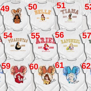 Disney Princesses Shirts, Disney Coquette Rapunzel Shirt, Princess Cinderella, Princess Elsa, Birthday Girl Gift, Disney Princess Tshirt image 5
