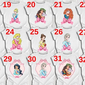 Disney Princesses Shirts, Disney Coquette Rapunzel Shirt, Princess Cinderella, Princess Elsa, Birthday Girl Gift, Disney Princess Tshirt image 3