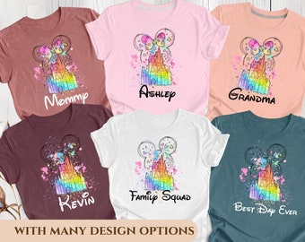 Personalized Disney Watercolor Castle Shirt, Disney Family Vacation Shirt, Customizable Disneyworld Trip Shirt, Catle Magic Name Shirt.