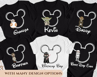 Personalized Disney Star Wars Shirt, Custom Star Wars Family Matching Shirt, Star Wars Mickey Ears Shirt, Star Wars Birthday Party Shirt.