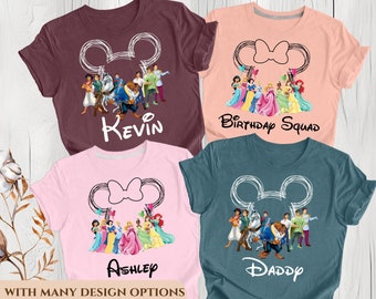 Custom Birthday Princess Shirt, Disney Princess Birthday Shirt, Family Birthday Shirt, Custom Princess Shirt With Name, Kids Birthday Shirt.