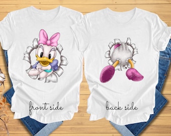 Cute Daisy Duck Portrait Retro Shirt, Disney Mickey Mouse and Friends Goofy Donald Tee, Magic Kingdom Disneyland Trip Family Vacation Gift