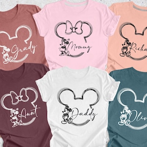 Custom Disney Family Shirt, Family Disneyworld Shirt, Mickey Sketch Shirt, Minnie Women Shirt, Disney World Trip Shirt, Mickey Couple Shirt