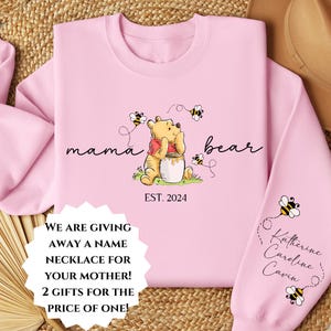 Custom Mama Bear Sweatshirt, Mama Est with Kid Name on Sleeve Sweatshirt, Personalized Mom Sweatshirt, Custom Christmas Sweatshirt, New Mom