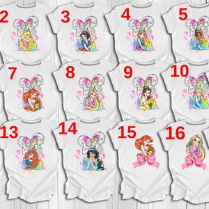 Disney Princesses Shirts, Disney Coquette Rapunzel Shirt, Princess Cinderella, Princess Elsa, Birthday Girl Gift, Disney Princess Tshirt image 2