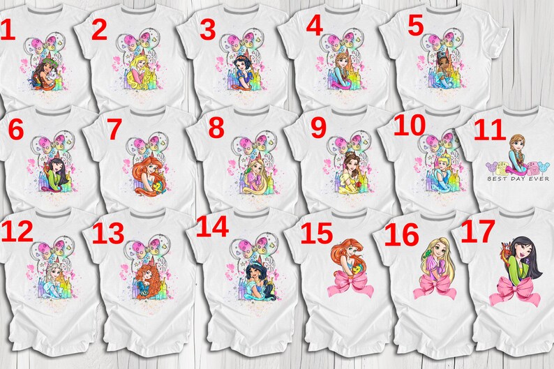 Disney Princesses Shirts, Disney Coquette Rapunzel Shirt, Princess Cinderella, Princess Elsa, Birthday Girl Gift, Disney Princess Tshirt image 2