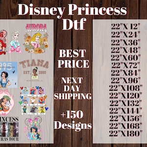 Hoja de corte DTF de Princesas Disney, Princesas Disney listas para imprimir, DTF de Princesas Disney personalizadas, Hoja de corte DTF de Disney, Impresión en caliente de Disney