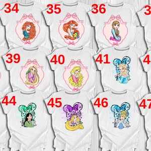 Disney Princesses Shirts, Disney Coquette Rapunzel Shirt, Princess Cinderella, Princess Elsa, Birthday Girl Gift, Disney Princess Tshirt image 4
