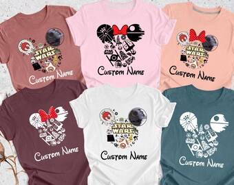 2026 Custom Star Wars Family Shirts, Disney Christmas Star Wars Characters, Star Wars Mickey Ears Group Shirts, Disney Family Trip Shirts