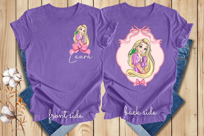 Disney Princesses Shirts, Disney Coquette Rapunzel Shirt, Princess Cinderella, Princess Elsa, Birthday Girl Gift, Disney Princess Tshirt image 1