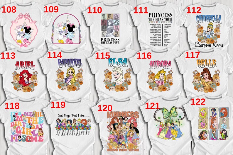 Disney Princesses Shirts, Disney Coquette Rapunzel Shirt, Princess Cinderella, Princess Elsa, Birthday Girl Gift, Disney Princess Tshirt image 9