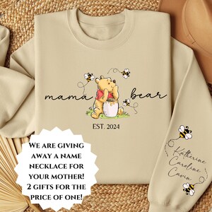 Custom Mama Bear Sweatshirt, Mama Est with Kid Name on Sleeve Sweatshirt, Personalized Mom Sweatshirt, Custom Christmas Sweatshirt, New Mom