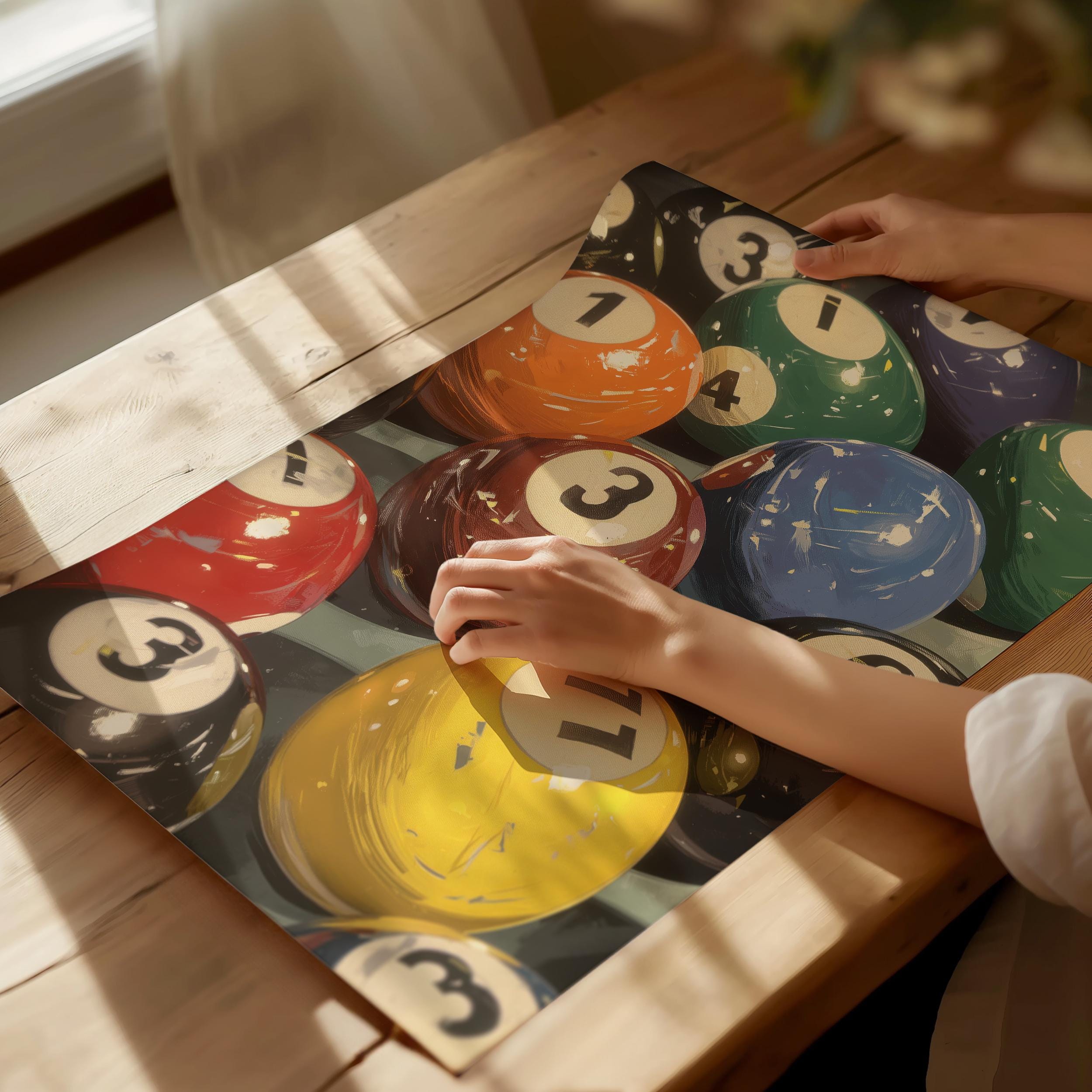 Pooltableart Retro Pool Table Art Print - Vintage Hand-drawn Billiards Wall Decor ...