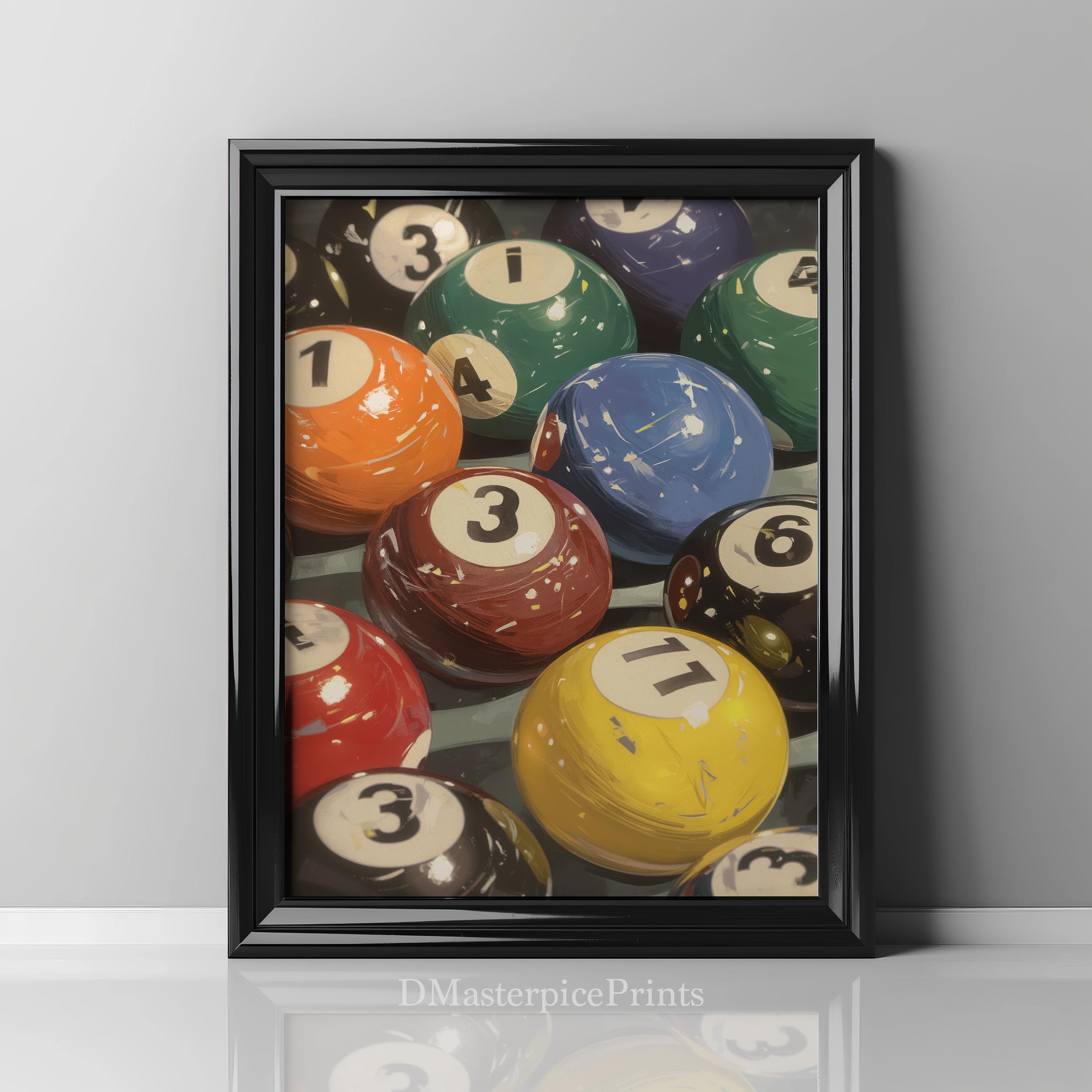 Pooltableart Retro Pool Table Art Print - Vintage Hand-drawn Billiards Wall Decor ...
