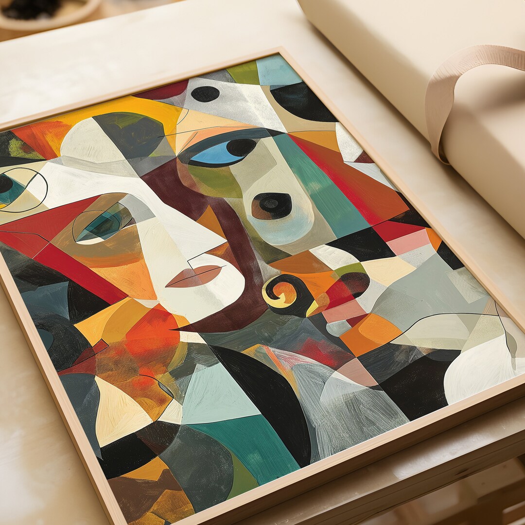 Picasso's Style Digital Print, Fragmented Journey, Cubist Exploration 