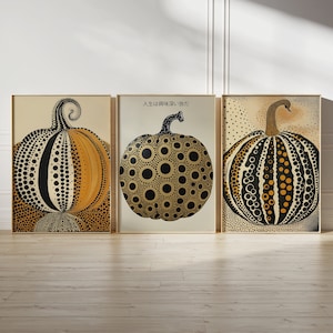 Yayoi Kusama Print Set Of 3  Pumpkin art Style, Biegi Background, Yayoi Kusama Print Remake, Kusama Exhibition Prints,DIGITAL DOWNLOAD a25