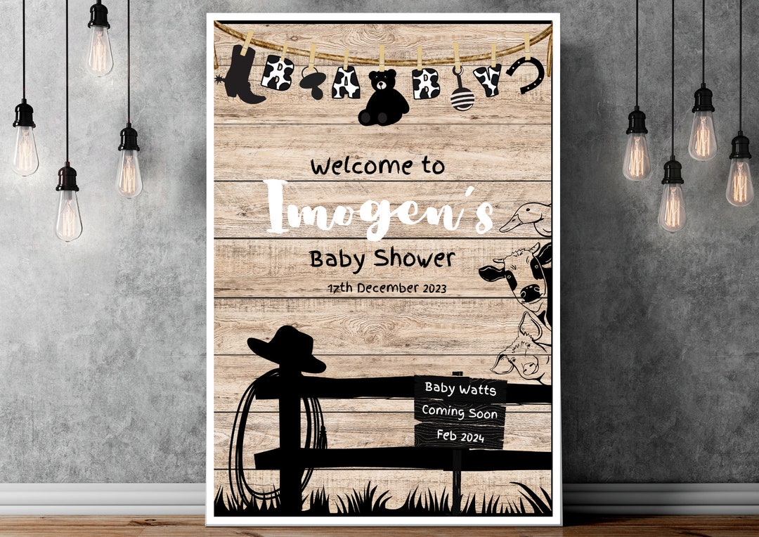 Editable Baby Shower Welcome Sign Country Cowboy - Etsy
