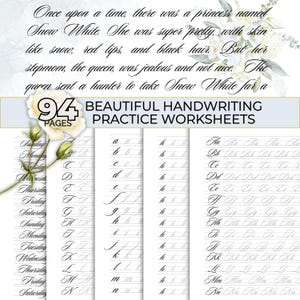 Belles feuilles d'exercices d'entraînement à l'écriture cursive