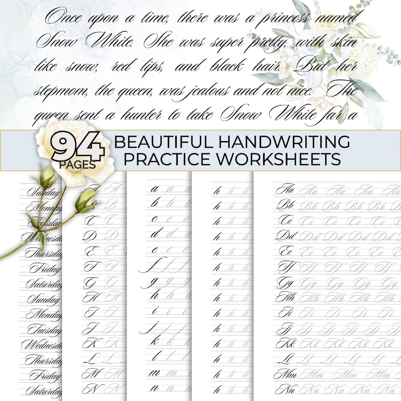 Beautiful Cursive Handwriting Practice Worksheets Tracing Sheets Alphabet Tracing Cursive Tracing Pages Cursive Writing Improve Handwriting image 1