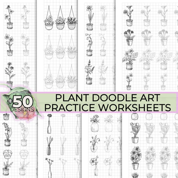 Plant Drawing Worksheets Printable Plant Doodle Art Learn How To Draw Flower Pot Wildflower Drawing Mandala Art Zentangle Tracing Sheets