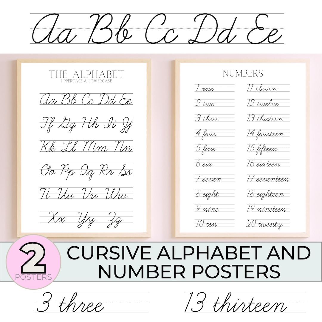 Cursive Writing Chart Poster, Cursive Alphabet Poster, Cursive Chart ...