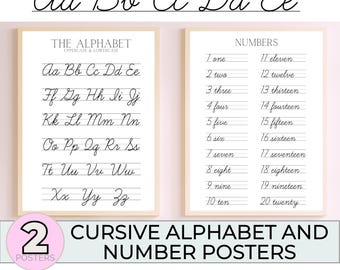 Cursive Writing Chart Poster, Cursive Alphabet Poster, Cursive Chart, ABC Poster, Cursive Poster Print, Homeschool Poster Handwriting Chart