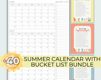Summer Bucket List Ideas Large Summer Calendar Summer Check List Summer 2024 Summer Activity Summer To Do List