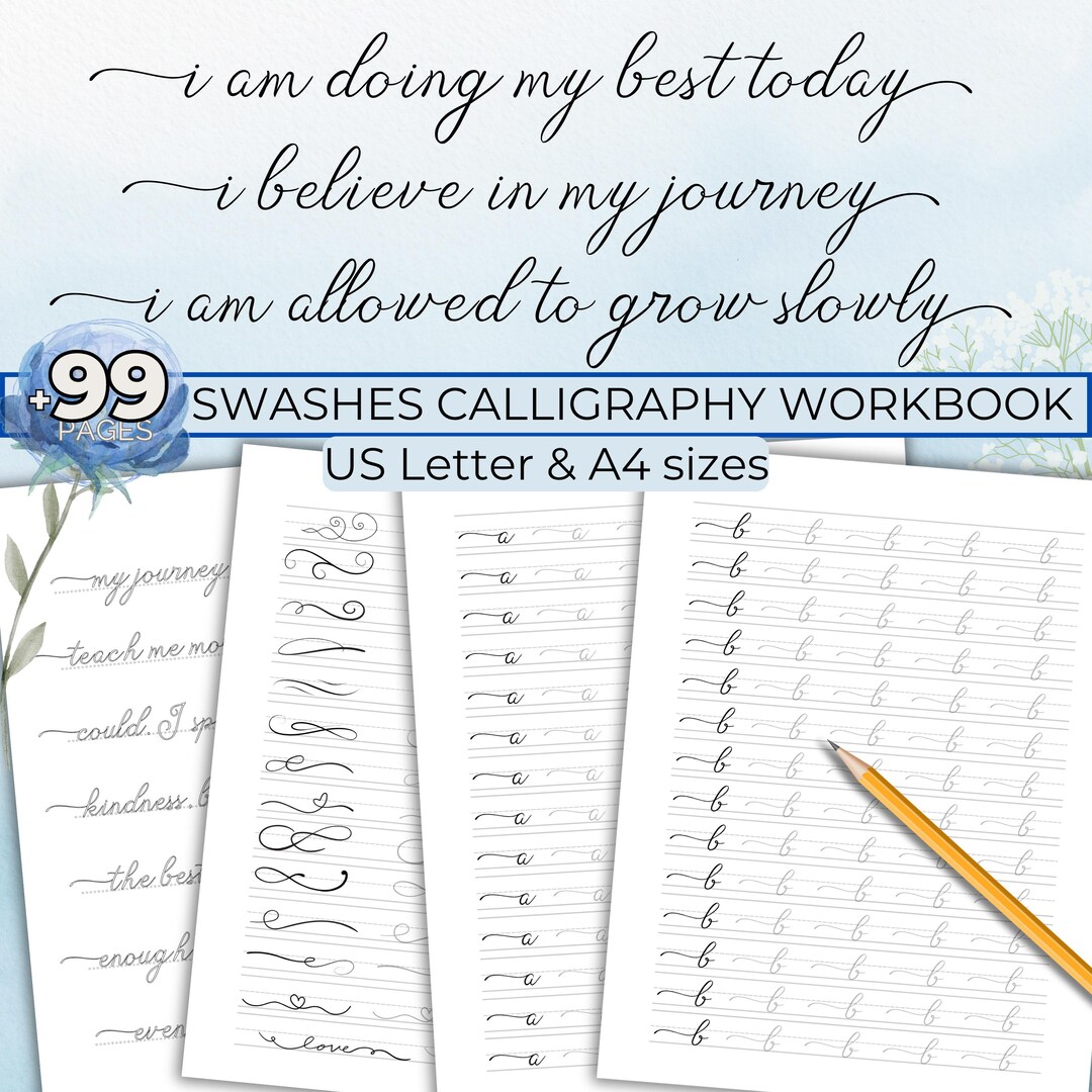 Swashes Lettering Swashes Calligraphy Worksheets, Improve Lettering Monoline, Cursive ...