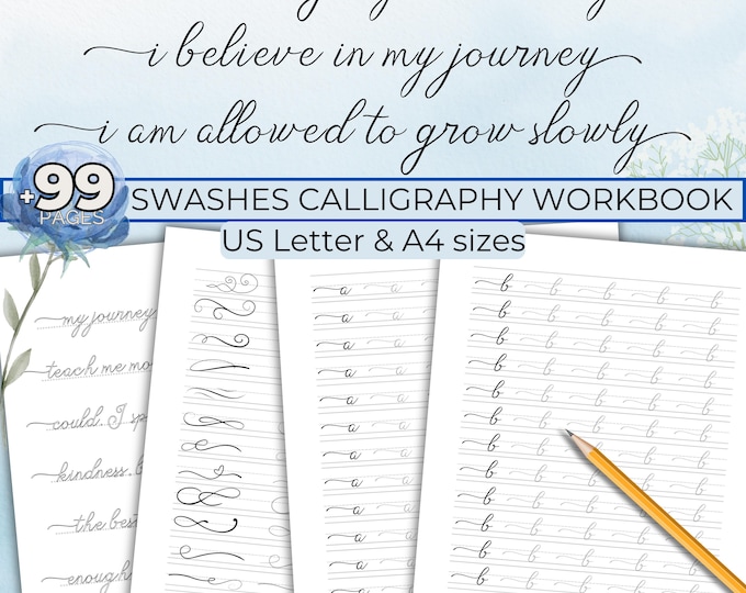 Calligraphy Practice Sheets, Printable Hand Lettering Worksheet Brush ...