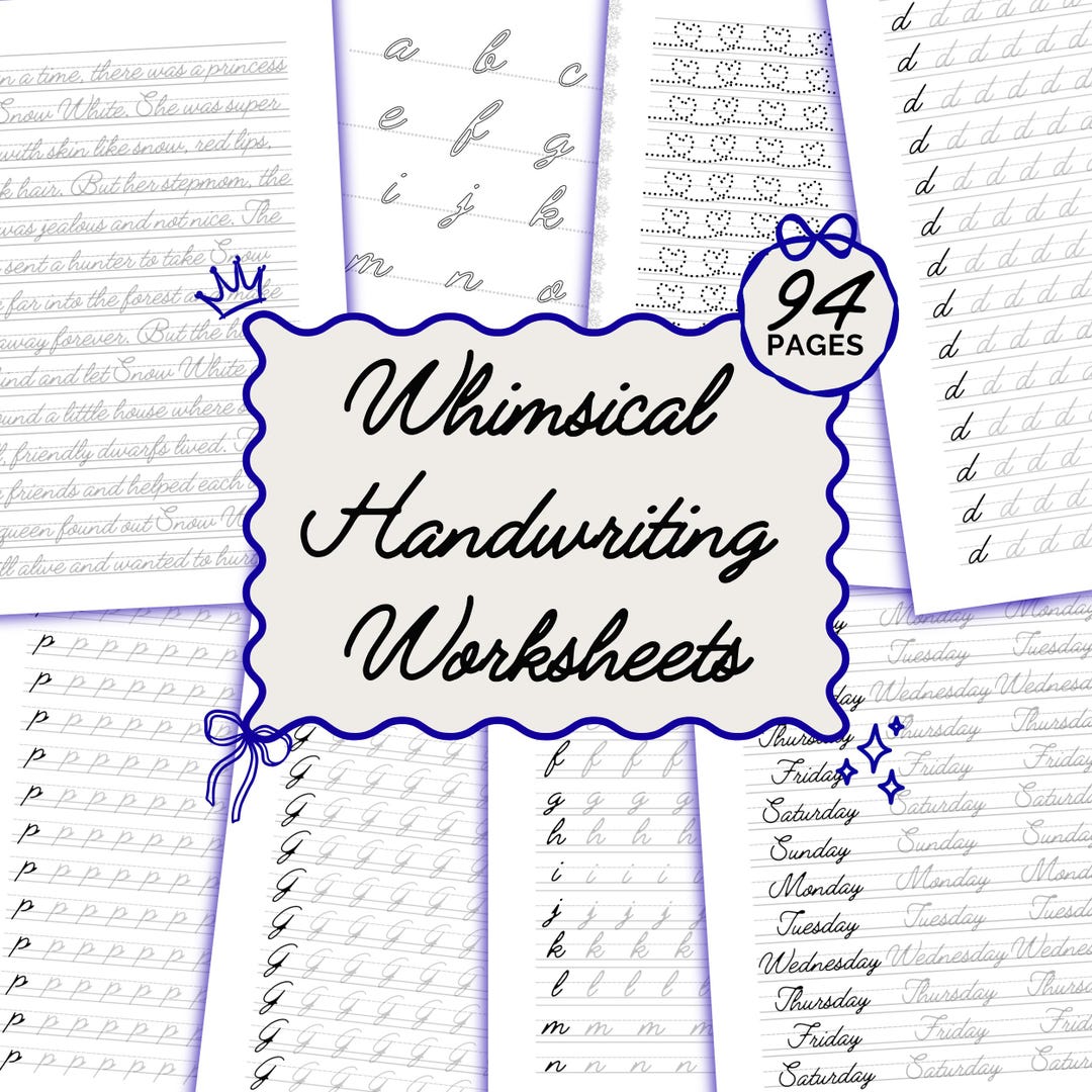 Whimsy Handwriting Whimsical Handwriting Practice Worksheets, Wedding Script Font for ...